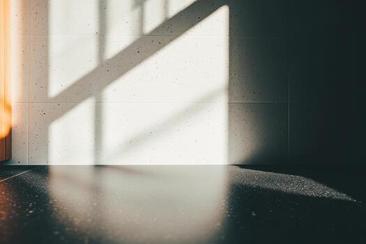 Light and shadow play on a textured surface in a minimalist room photo