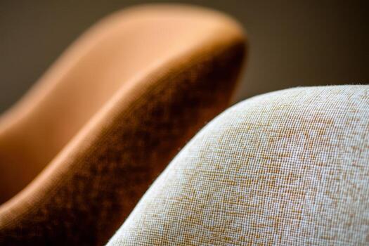 Soft curves of modern chairs in warm tones create a cozy atmosphere photo