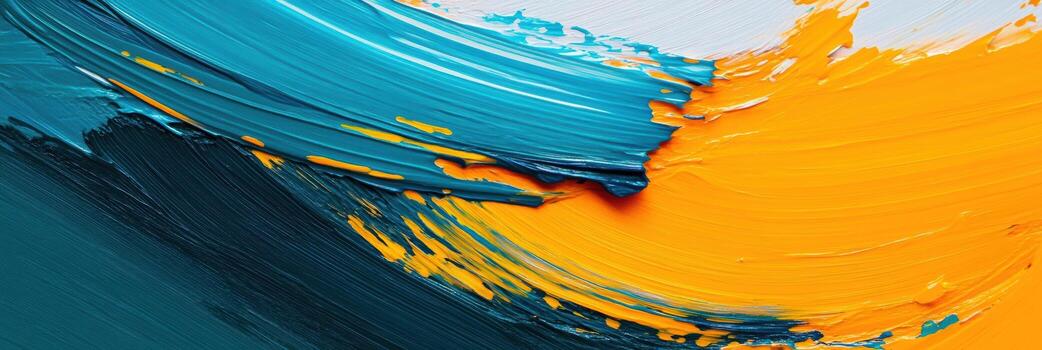 Vibrant abstract painting showing dynamic colors blending together photo