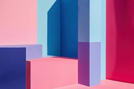 Colorful abstract geometric shapes in a modern art display photo