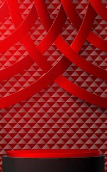 Geometric red background design with podium vector