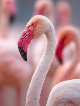 The Elegant Curve of a Flamingo in an Artistic Close Up photo