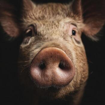 An Extremely Close Photograph Of A Single Pig Snout photo