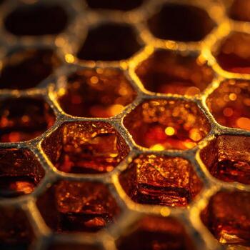 The Detailed Macro Image Of A Honeycomb Filled With Honey photo