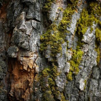 The Texture Of Bark On An Old Apple Tree With Moss On It photo