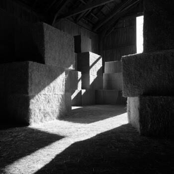 un modelo es formado por el geométrico apilado de heno fardos foto