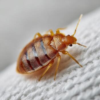 A Macro Image to Help Identify a Bed Bug on a Mattress photo
