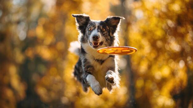 Border Collie Showing Agility Catching A Frisbee photo