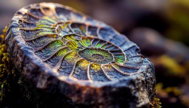 Fossil Fern With Glowing Extinction Layer for Ancient End and Lost World Art.......................................................................... photo