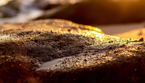 Glowing Ripple Pattern on Tidal Stone for Ocean Memory and Wave Resonance Art......................................................................... photo