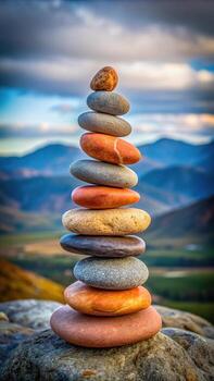 Stack of stones balancing on top of each other photo