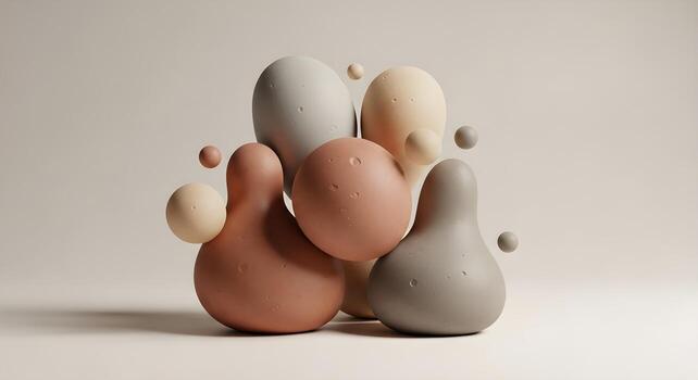 Organic Blobs minimal composition in studio clay style photo