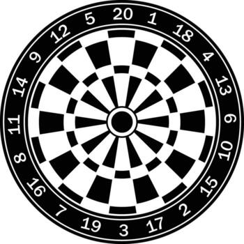 Dart Board Silhouette. Dart Game, Dartboard, and Target Shooting Set. svg vector