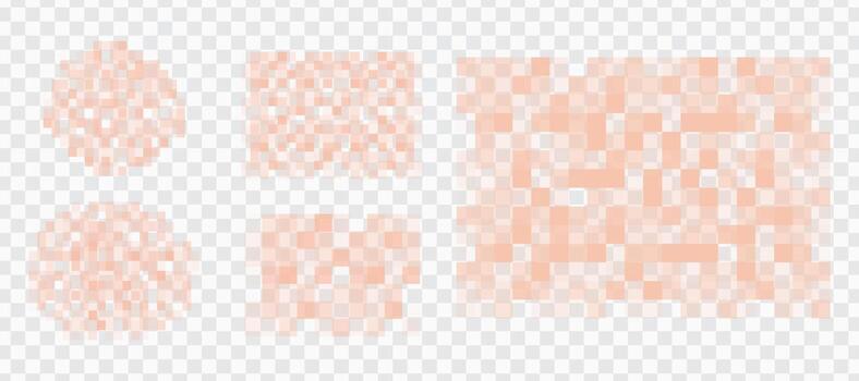 Set gray Pixel censor blur mosaic signs elements background. Pixelated effect texture bar. Privacy square content. vector