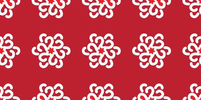 abstract seamles pattern with flowers design on red background vector