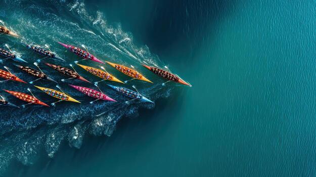A group of boats in the water with many different colors photo