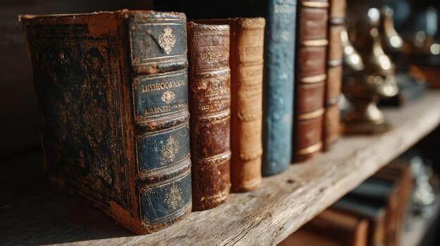 Old books on a shelf photo
