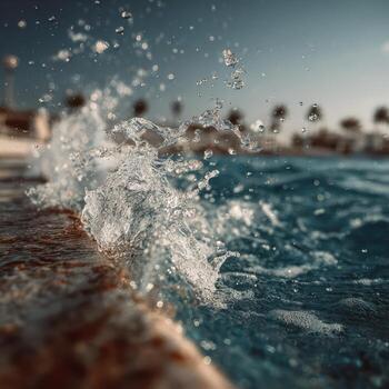 Splash of water on the edge of a pool photo