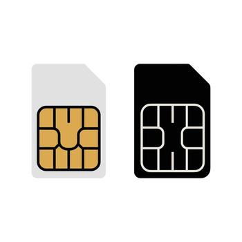 SIM card icon illustration, mobile communication chip design, cellphone network , digital technology element, cellular security symbol, telecom device graphic artwork. vector