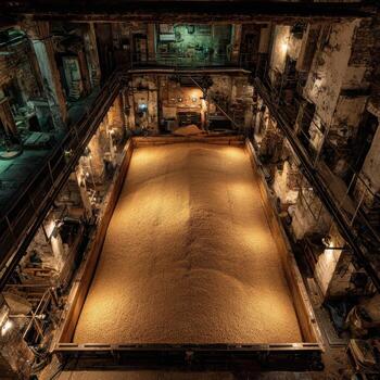 A large room with a large pool of sand photo