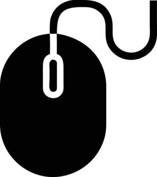 pulcro negro computadora ratón con cable en un llanura blanco antecedentes vector