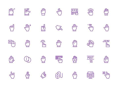 Click Icon Set with 35 Regular Clean Line Graphics vector
