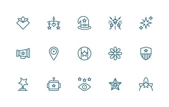 Star featuring 15 Icons in Regular Line Design vector