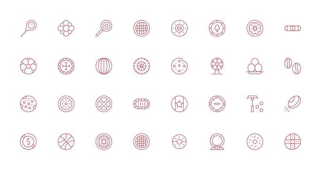 32 Icons for Round in Thin Line Format vector