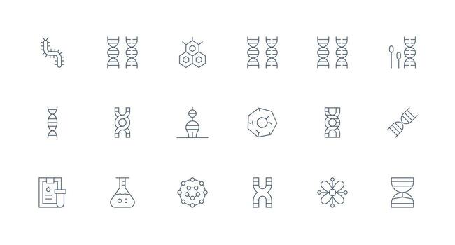 Biochemistry Design Icons featuring 18 in Minimal Line Style vector