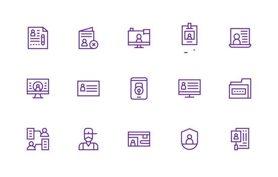 15 Regular Line Style Icons from Personal Data Collection vector