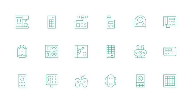 Buttons Icon Set with 18 Minimal Line Graphics vector