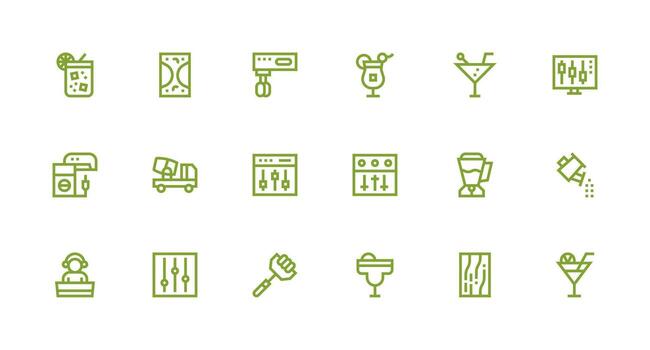 mezclador icono conjunto con 18 fuerte carrera línea gráficos vector