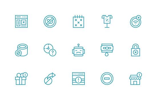 Unavailable featuring 15 Icons in Regular Line Design vector