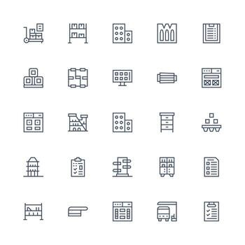 Medium Stroke Outline Icons from Boxes Set with 25 Vectors