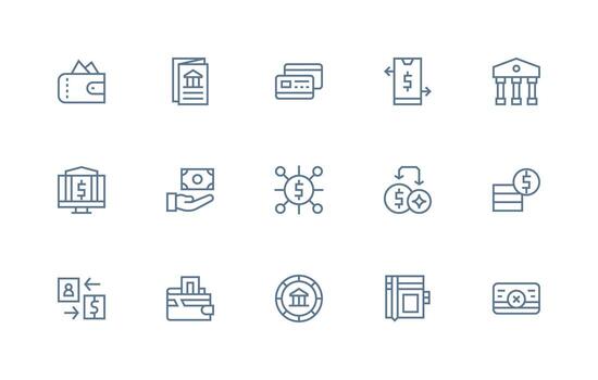 15 Icons for Credit in Regular Line Format vector