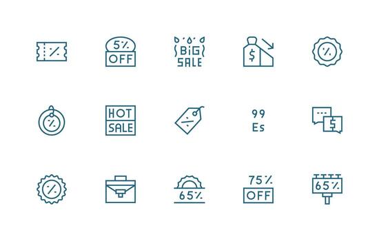15 regular línea íconos para acuerdo gráficos vector
