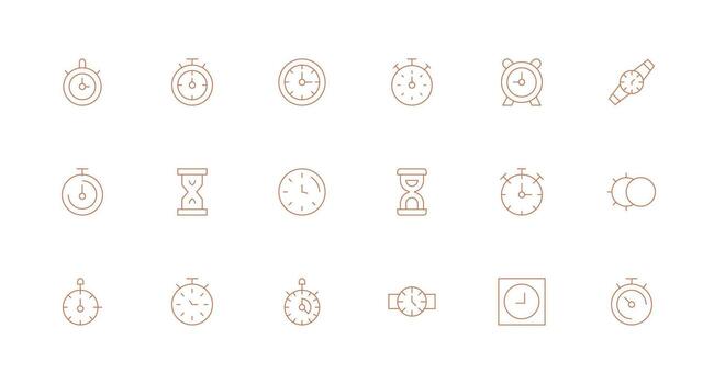 18 Minimal Line Icons for Chronometer Graphics vector