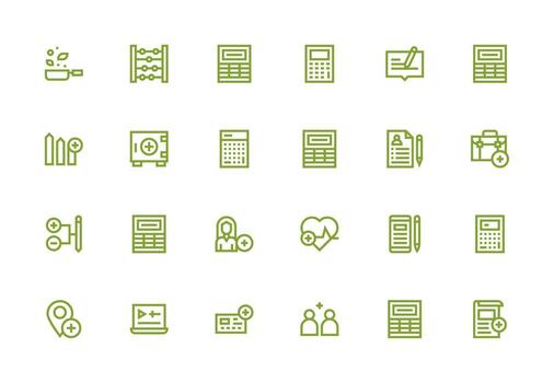 añadir conjunto con 24 grueso línea línea íconos vector