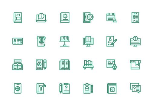 Documentation including 24 Thick Line Line Illustrations vector
