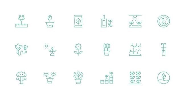 brote presentando 18 íconos en mínimo línea diseño vector