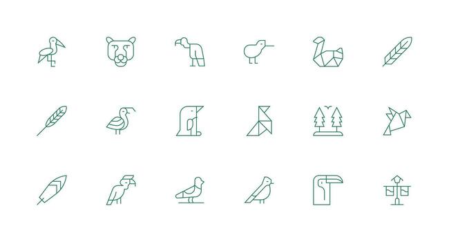 Bird Set with 18 Minimal Line Icons vector