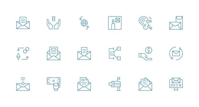 mínimo línea íconos desde recibir conjunto con 18 vectores