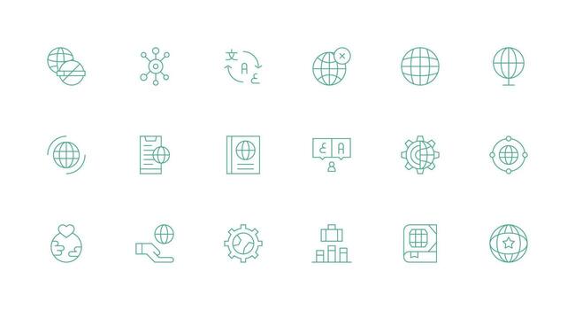 18 Minimal Line Icons for Global Graphics vector