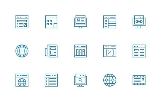 Web Page Set with 15 Regular Line Icons vector