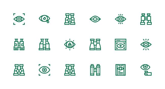 18 Icons for Observe in Strong Stroke Line Format vector