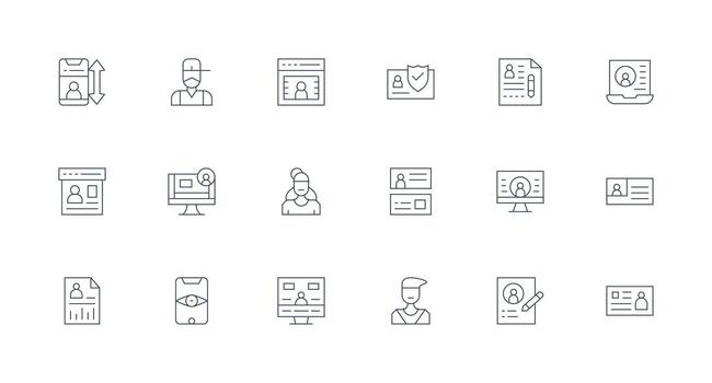 Personal Data Set with 18 Minimal Line Icons vector
