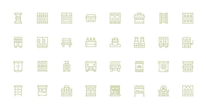 Storage Unit Set with 32 Thin Line Icons vector