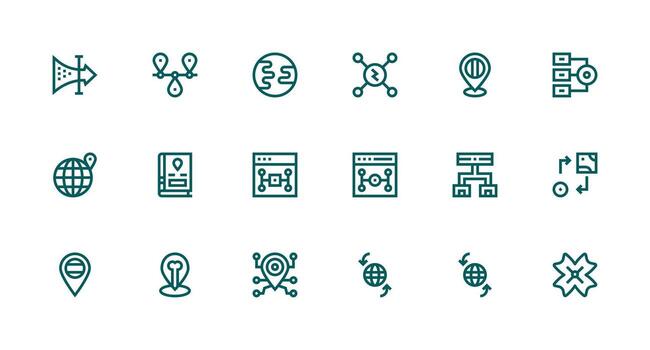 Routing featuring 18 Icons in Strong Stroke Line Design vector