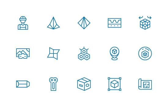 15 Icons for 3D in Regular Line Format vector