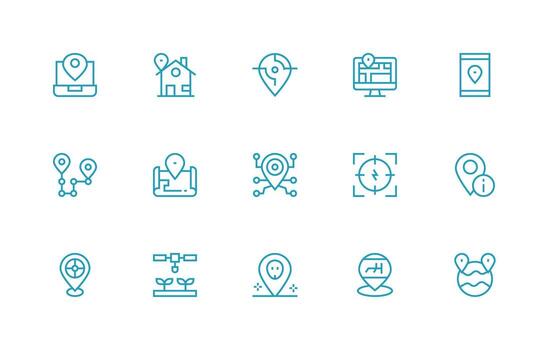 15 Icons for Gps in Regular Line Format vector
